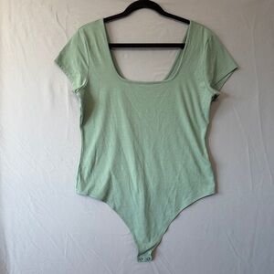 American Eagle Womens Thong Bodysuit XL Green Basic Layers Minimalist Staple